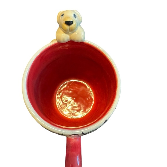 Hand painted Black and White Coffee Mug with Puppy Companion - Picture 5 of 6